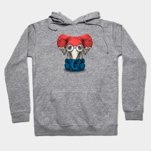 Baby Elephant with Glasses and Dutch Flag Hoodie